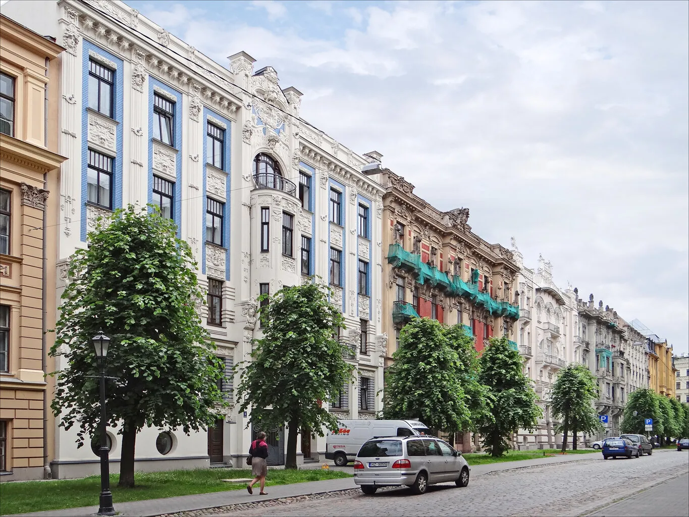 Art Nouveau buildings along Alberta iela in Riga, Latvia